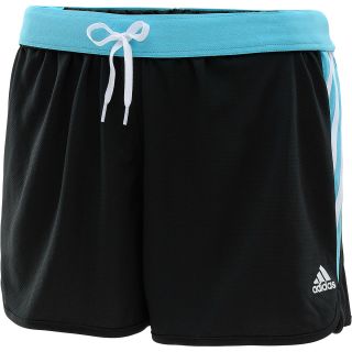 adidas Womens Ultimate 3 Stripes Knit Shorts   Size Medium, Black/blue