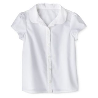 Cherokee Toddler Girls Short Sleeve Button Down Blouse   True White 3T
