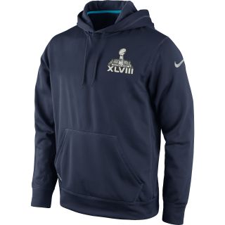 NIKE Mens Super Bowl XLVIII Pullover Navy Performance Hoody   Size Small, Navy