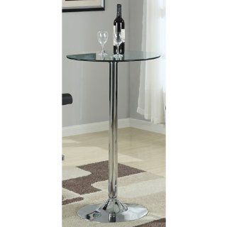 Coaster Glass Top Round Bar Table with Chrome Base  