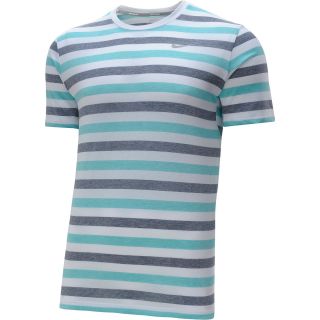 NIKE Mens Dri FIT Touch Tailwind Striped Short Sleeve Running T Shirt   Size