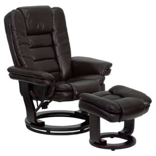 Contemporary Leather Recliner and Ottoman