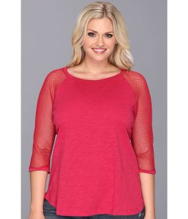 Roper Plus Size 9061 Cotton Poly Slub Jersey Tee Womens Long Sleeve Pullover (Red)