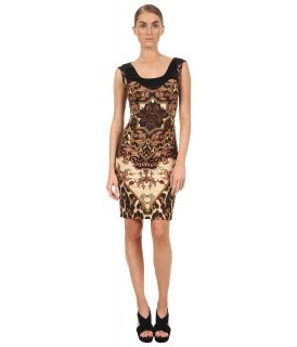 Just Cavalli Tapestry Print Dress with Twist Cap Sleeve Womens Dress (Beige)