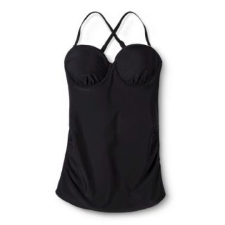 Womens Crisscross Back Tankini Swim Top  Black XL