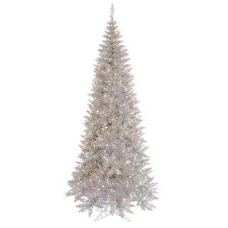 Silver Slim Fir Artificial Christmas Tree with 300 Mini Clear Lights