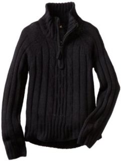 X label Boys 4 7 1/4 Zip Sweater, Black, Medium Clothing