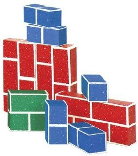 PlayBrix Cardboard Building Bricks Set of 18, Red Toys & Games