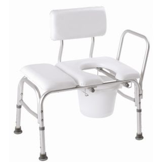 Deluxe Vinyl Padded Transfer Bench with Cutout and Commode Pail
