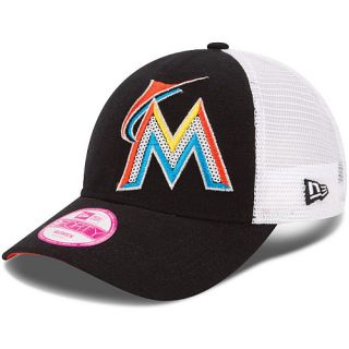 NEW ERA Womens Miami Marlins 9FORTY Sequin Shimmer Cap, Black   Size