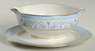 Charles Ahrenfeldt Frontenac Gravy Boat with Attached Underplate, Fine China Din
