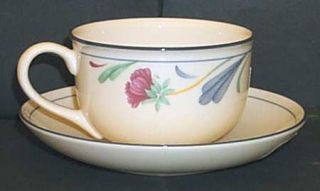 Lenox China Poppies On Blue (For The Blue) Breakfast Cup & Saucer Set, Fine Chin