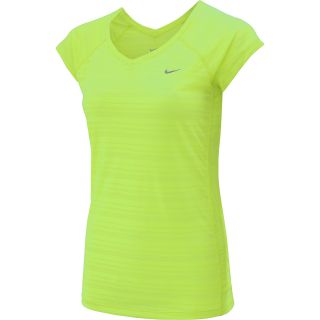 NIKE Womens Breeze Short Sleeve Running T Shirt   Size Xl, Volt/silver