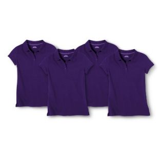 Cherokee Girls School Uniform 4 Pack Short Sleeve Pique Polo   Concord Grape S