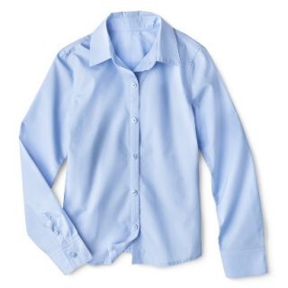 Cherokee Girls School Uniform Long Sleeve Blouse   Soft Blue M