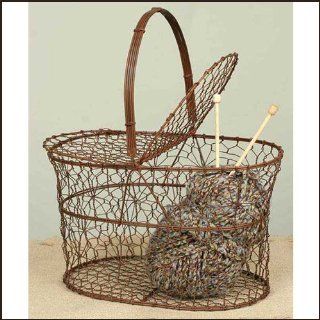 Chicken Wire Flower Basket with Handle   Home Storage Baskets