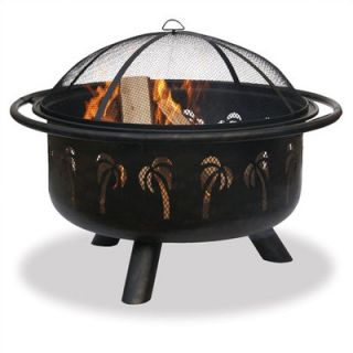 uniflame outdoor fire pit with palm tree design