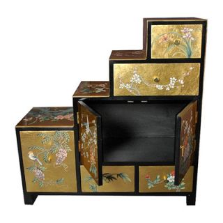 Oriental Furniture Chinese Leaf Step Tansu Cabinet