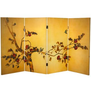 Oriental Furniture Double Sided Birds on Plum Tree Canvas Room Divider