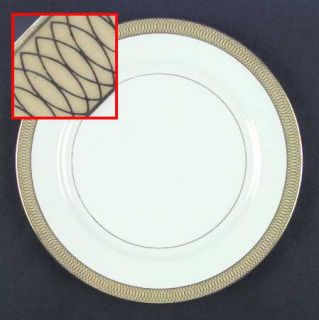 Mikasa Bristol Dinner Plate, Fine China Dinnerware   Gold Loops On Yellow Band,S