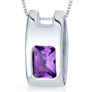 Oravo Vivid Colo1.25 Carats Radiant Cut Amethyst Pendant in Sterling