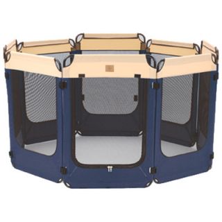 Precision Pet Soft Sided Exercise Pen in Navy / Tan