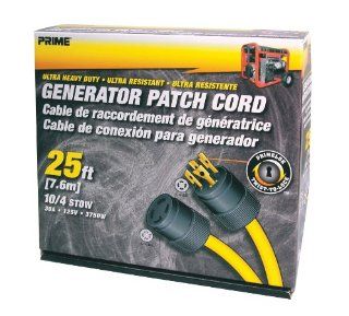 Prime GC143925 Generator Patch Cord, 25 ft 30 Amp 4 Prong Twist to Lock   Electrical Wires  