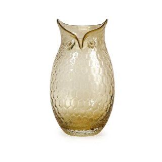 11" Large Unique Glass Owl Themed Decorative Floral Vase  