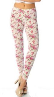 Fashion Chic pant Small flower vine print leggings White medium PCS867 Graphic Leggings