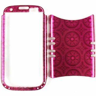 Cell Armor I747 RSNAP TP1377 S ED Rocker Snap On Case for Samsung Galaxy S3 I747   Retail Packaging   Trans. Hot Pink Circular Patterns Cell Phones & Accessories