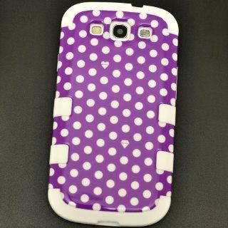 Purple White Dots Hybrid Gel Rubber Skin Cover and Molded Premium Hard Plastic Case for Samsung Galaxy S3 AT&T i747 + TransmobileUSA Premium Clear Film Screen Protector Armor Cell Phones & Accessories