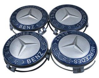 Mercedes Benz four Blue Classic Logo Wheel Center Cap Set Automotive