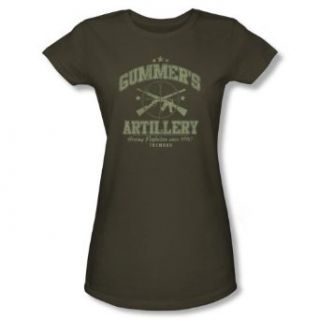 Tremors GUMMER'S ARTILLERY Short Sleeve Tee JUNIOR SHEER   MILITARY GREEN T Shirt Small Clothing