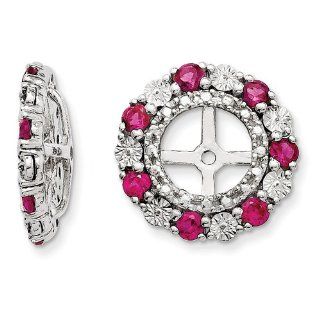 Sterling Silver Created Ruby Earring Jacket Jewelry