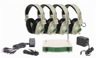 Califone CLS729 4 4 Person Wireless Headphone Learning System, Green