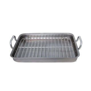 de Buyer Mineral B Element   16.73" x 13.4" Rectangular Steel Roasting Pan w/Stainless Steel Grid Kitchen & Dining