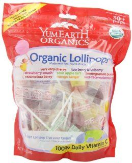 YummyEarth Organic Lollipops, Assorted Flavors, 12.3 Ounce Bags (Pack of 4)  Suckers And Lollipops  Grocery & Gourmet Food