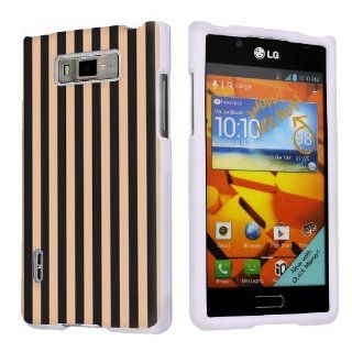 LG Venice LG730 Boost Mobile White Protective Case   Black Camel Stripe By SkinGuardz Cell Phones & Accessories