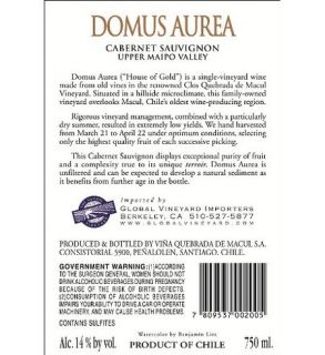 2009 Domus Aurea Cabernet Sauvignon 750 mL Wine