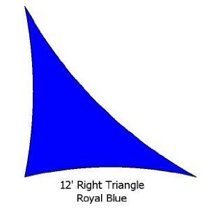 15' Right Triangle Royal Blue Color Premium Quality Heavy Duty Shade Sail Made in USA  Patio, Lawn & Garden