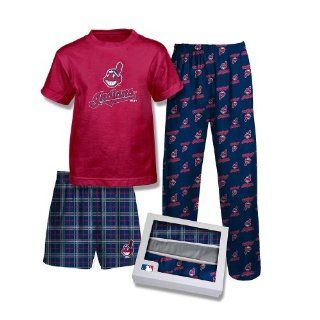 MLB Cleveland Indians Youth T Shirt Boxer & Pant 3 Piece Sleep Set  Infant And Toddler Sports Fan Apparel  Sports & Outdoors