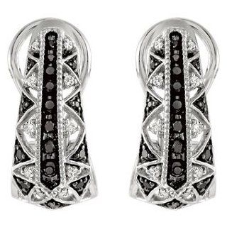 1/2 Ct Tw Black & White Diamond Earrings by US Gems Jewelry