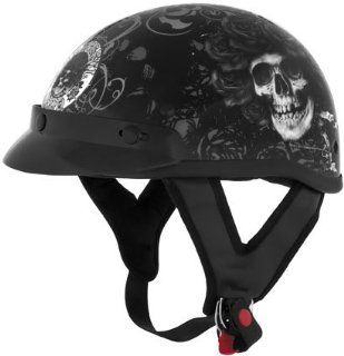 2013 River Road Grateful Dead Motorcycle Helmets   Skull & Roses   Black   X Small Automotive