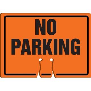 Accuform Signs FBC756 Plastic Traffic Cone Top Warning Sign, Legend "NO PARKING", 10" Width x 14" Length x 0.060" Thickness, Black on Orange