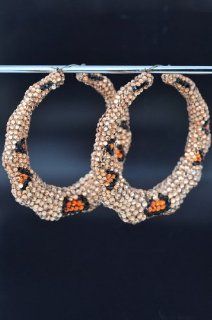 Rihanna Earring Style Dotted Bamboo Woman Hoop Earring Leopard Orange Bke756 Jewelry