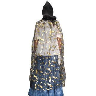 Black /Gold Bat Pattern Cape Cloak with Hood Dress Up Costume for Halloween (6484 2) Toys & Games
