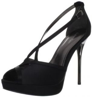 Calvin Klein Women's Shalott Crystal Satin Platform Pump,Black,5 M US Shoes