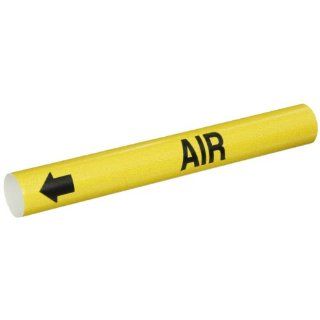 Brady 4003 B Bradysnap On Pipe Marker, B 915, Black On Yellow Coiled Printed Plastic Sheet, Legend "Air" Industrial Pipe Markers