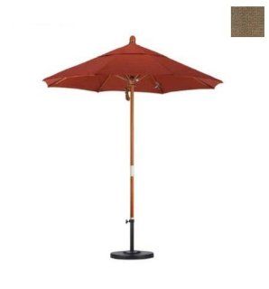 California Umbrella MARE758 F76 7.5' Wood Market Umbrella, Choose Fabric Color F76   Woven Sesame  Chandeliers  Patio, Lawn & Garden