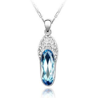 Charm Jewelry Swarovski Crystal Element 18k Gold Plated Aquamarine Blue Slippers Trumpet Necklace Z#737 Zg4da8fa Jewelry